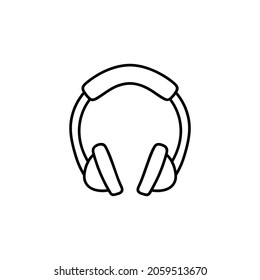 headphones icon in flat black line style, isolated on white 