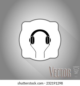 Headphones icon. Flat design style. Made in vector