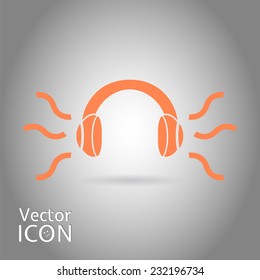Headphones icon. Flat design style. Made in vector