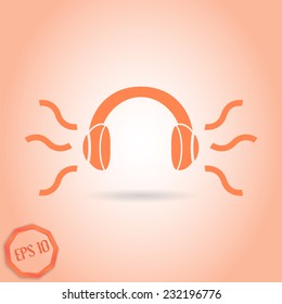 Headphones icon. Flat design style. Made in vector