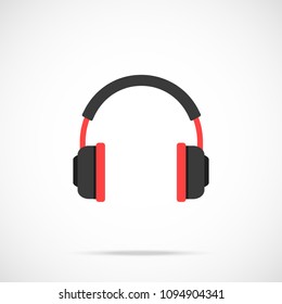 Headphones icon. Flat design. Vector icon isolated on gradient background