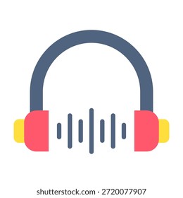 Ilustración vectorial de diseño plano de icono de auriculares