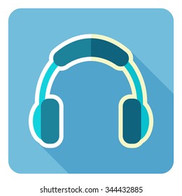 Headphones icon. Flat design. Vector illustration.