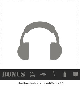 Headphones icon flat. Simple vector symbol and bonus icon
