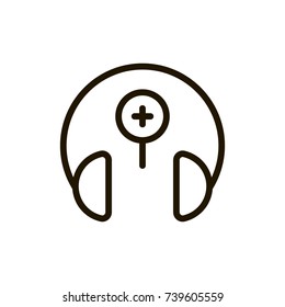 Headphones icon flat icon. Single high quality outline symbol of music for web design or mobile app. Thin line signs of headset for design logo, visit card, etc. Outline logo of audio