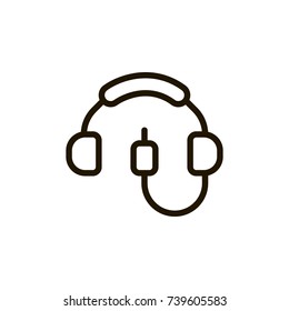 Headphones icon flat icon. Single high quality outline symbol of music for web design or mobile app. Thin line signs of headset for design logo, visit card, etc. Outline logo of audio