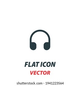 Headphones icon in a flat style. Vector illustration pictogram on white background. Isolated symbol suitable for mobile concept, web apps, infographics, interface and apps design