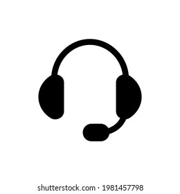 Headphones icon. Gadgets concept. Headphone sign with microphone. Can be used for advertisement and gaming purposes. Vector EPS 10.