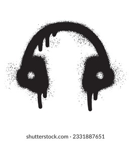 Headphones icon graffiti with black spray paint