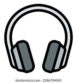 Headphones Icon Immersive Audio Experience in Flat Line Color Style.
