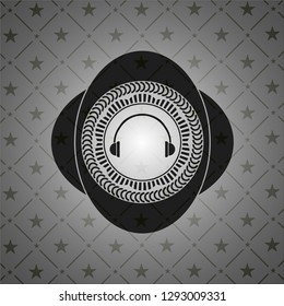 headphones icon inside black emblem. Vintage.