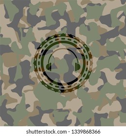 headphones icon inside camo texture