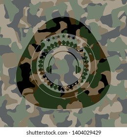 headphones icon inside camo texture