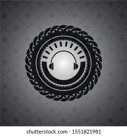 headphones icon inside dark badge