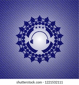 headphones icon inside emblem with jean high quality background