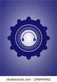 headphones icon inside emblem with jean high quality background