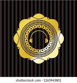 headphones icon inside shiny emblem