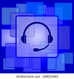 Headphones icon. Internet button on abstract background. 