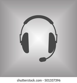 headphones    icon,  isolated. Flat  design.