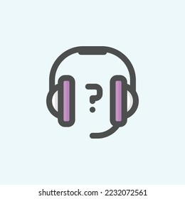  headphones icon, isolated services colored outline icon in light blue background, perfect for website, blog, logo, graphic design, social media, UI, mobile app