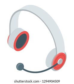 headphones icon in isometric vector