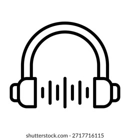 Ilustración vectorial de diseño de línea de iconos de auriculares