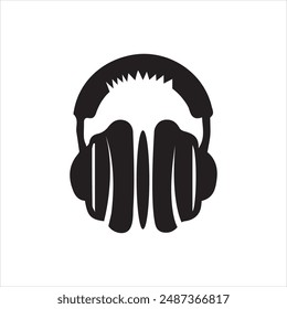Headphones icon and line icon. Music symbol vector illustration