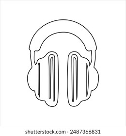 Headphones icon and line icon. Music symbol vector illustration