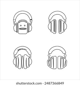 Headphones icon and line icon. Music symbol vector illustration