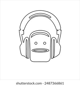 Headphones icon and line icon. Music symbol vector illustration