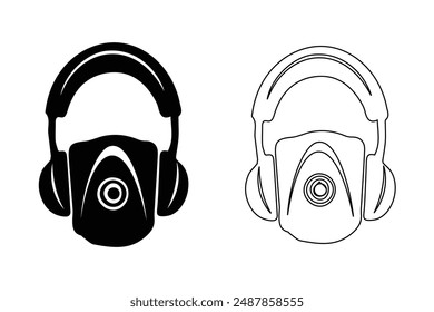 Headphones icon and line icon. Music symbol vector illustration