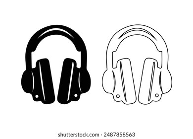 Headphones icon and line icon. Music symbol vector illustration