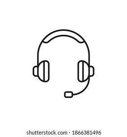 Headphones icon line style isolated on white background. Vector illustration
