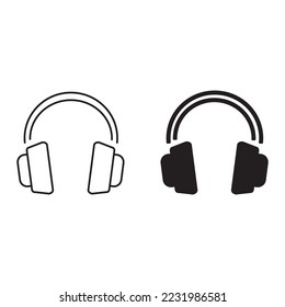 Headphones icon listening to music  communication and operator symbols on white background. for web app banner logo design
