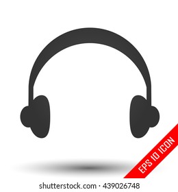 Headphones icon. Headphones logo. Flat icon of the headphones. Vector illustration