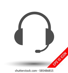 Headphones icon. Headphones logo. Flat icon of the headphones. Vector illustration