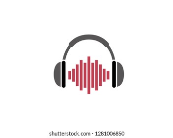 Headphones Icon With Music Beats, Headset Logo