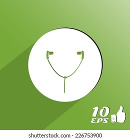 Headphones icon on the background. Made in vector