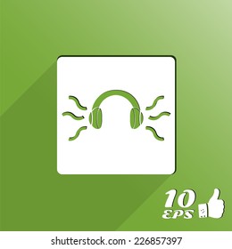 Headphones icon on the background. Made in vector