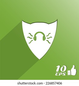 Headphones icon on the background. Made in vector