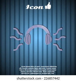 Headphones icon on the background. Made in vector
