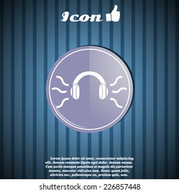Headphones icon on the background. Made in vector