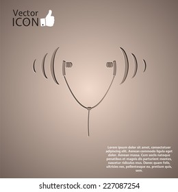 Headphones icon on the background. Made in vector