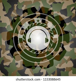 headphones icon on camo pattern