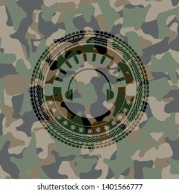 headphones icon on camouflage pattern