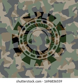 headphones icon on camouflage texture