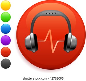 headphones icon on round internet button original vector illustration 6 color versions included