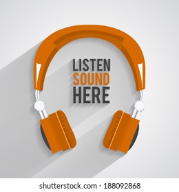 Headphones Icon Orange Music Style