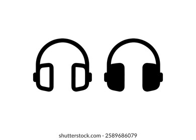 Headphones icon in outline and solid style Vector