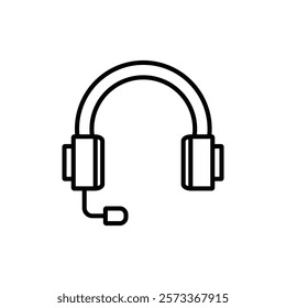 Headphones icon Outline thin set